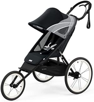 Cybex Cochecito Jogger Stroller AVI One Box con chasis y paquete de asiento, De 6 meses a 4 años aprox., Máx. 111 cm y 22 kg, Silla de paseo multideporte, Negro/Negro (All Black)