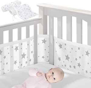 DAZZTIME Chichoneras Cuna Plegable 4 Lados,Protector Cuna Chichonera,Protector de Cuna para bebé,Protector de Cuna,Malla para Cuna para Bebé,Cuna de Bebé de Malla Transpirable