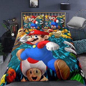 Diseño De Funda Nórdica Doble Individual Super Mario | Funda Nórdica para Ropa De Cama con Funda De Almohada A Juego (Mario 04,Cama 90, 135x200cm)