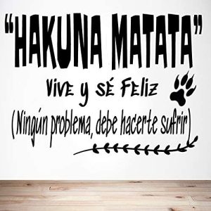 Docliick® Frase Vinilo habitación infantil de cuento "HAKUNA MATATA, VIVE Y SÉ FELIZ" Vinilos decorativos Docliick DC-18038 (Vinilo de corte, 30x20cm)