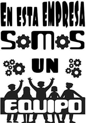 Docliick® Vinilos de pared decorativo con frase decorativa"EN ESTA EMPRESA SOMOS UN EQUIPO" Pegatinas decorativas pared. Decoración casa Docliick DC-19119 (Vinilo de corte, 30x20cm)