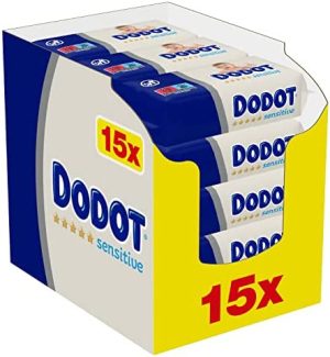 Dodot Toallitas Sensitive para Bebé, 810 Toallitas, 15 Paquete (15x54), Óptima Protección para la Piel de Dodot