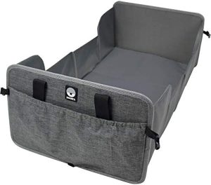 Dooky Traveller Baby Cuna de viaje plegable con colchón incluido (superligera y compacta, 41 x 75 cm, compartimentos en el exterior, 100% poliéster), Negro