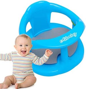Edibaby, Asiento Bañera Bebe, Silla Bañera Bebe, con 4 ventosas, Antideslizante con Reposabrazos y Respaldo Alto para Bebe de 6 a 24 Meses, Soporta hasta 30kg (Azul)