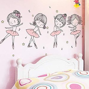 Etiquetas Engomadas De La Pared Del Bailarín De Ballet Diy Girls Dance Tatuajes De Pared Para La Habitación De Los Niños Dormitorio Del Bebé Decoración De La Casa De Guardería 104X52Cm