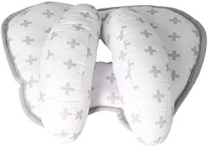 FOLOSAFENAR Almohada Infantil, Se Puede Desmontar Almohada de Cabeza Plana para Bebés para Aviones, Trenes, Cochecitos(Plus Blanco)