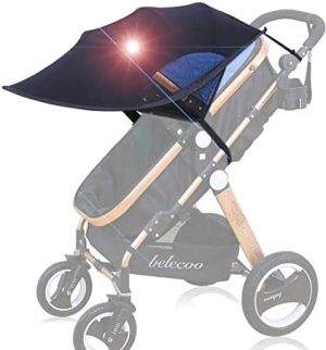 FREESOO Toldo Protector Solar Universal para Cochecitos Capazos Carrito de Bebé Sillas de Paseo Sombrilla Parasol Protección UV contra el Viento a Prueba de Lluvia con Malla Transpirable Negro