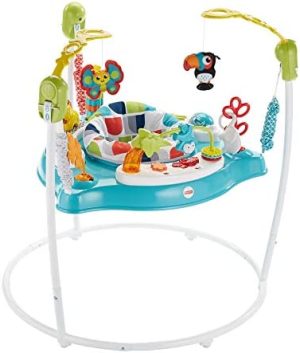Fisher-Price Columpio Amigos del Safari con música y sonidos en inglés para bebés (Mattel GWD42)