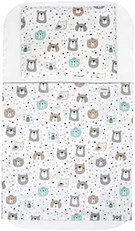 FlyIdeas Juego 4 Pza Sabanas Minicuna Colecho Next2Me 50x83cm | 1 Sabana Bajera 1 Protector Colchon 1 Sabana Encimera y 1 Funda de Almohada | 100% Algodon Cert, Hecho en EU