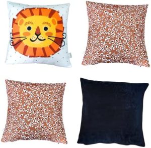 Funda Cojín Infantil con Animales Cojines Infantiles Decorativos Cama Coche Funda Infantil Cojin 35x35 Cojines de Lectura Infantil Fundas infantiles decorativas para almohada 2pcs (FUNDA COJIN MARRON)