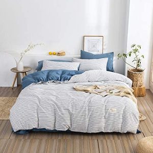 Funda Nórdica A Rayas De Estilo Japonés, Juego De Cuatro Piezas En Una Cama A Cuadros, Ropa De Cama De Estilo Simple, Lavable