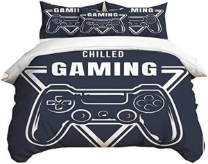 Funda Nórdica Juego De Cama 3 Piezas Gamer Gamepad Controlador De Videojuegos con Cremallera Extra Suave Y Duradero con 2 Fundas De Almohada (Mando para Juegos 02,Cama 90, 135x200cm)