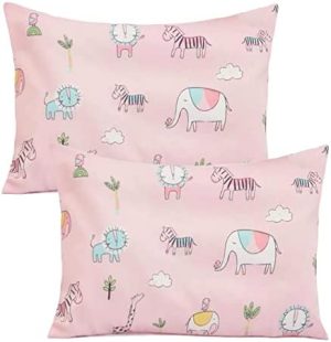 Funda de almohada de 40 x 60 cm, para niños, de algodón, para bebés, 2 unidades, diseño de elefante para niños y niñas, funda de almohada para guardería, cojín para niños, decoración suave y acogedora