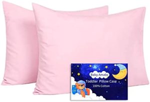 Funda de almohada para niños, 2 unidades, funda de almohada para cuna, funda de almohada de viaje de 40 x 60 cm para niños, funda de almohada infantil con cierre de sobre (rosa)