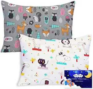 Funda de almohada para niños, 40 x 60 cm, algodón orgánico, funda de almohada para cochecito de bebé, funda de almohada con cierre de sobre, diseño lindo