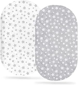 Funda de colchón para cuna y colchón, flexible para diferentes colchones de cuna y cuna - Rectángulo, reloj de arena, ovalado, paquete de 2, suave y transpirable, impresión encantadora