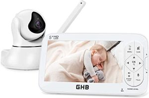 GHB Vigilabebés con Cámara Pantalla LCD de 5 Pulgadas Bebé Monitor Admite 4 Cámaras Modo ECO