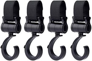 Ganchos Carrito Bebé Universal Gancho para Silla de Paseo Multiusos Gancho Para Colgar Cochecito tus Bolsas de la Compra en el Cochecito o Silla de Ruedas 4 Piezas