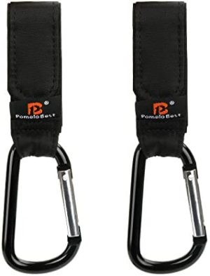 Ganchos Carrito Bebé de Pomelo Best,Engancha las Bolsas de la Compra,Mochilla,Bolso o cambiador en el manillar,Ajuste Universal Perfecto para Sillita, Cochecito o Silla de Ruedas(Pack de 2, Negro)