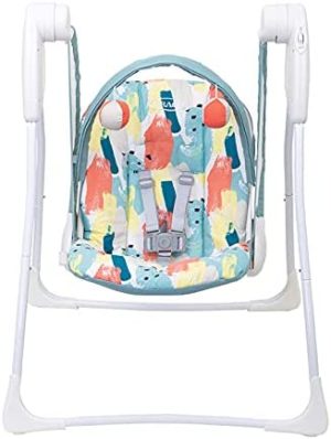 Graco Gramosaco Deleite Columpio 1H95Pbxeu , Bebé silla portátil con batería de 2 velocidades con pliegue compacto, color blanco/azul claro, unisex