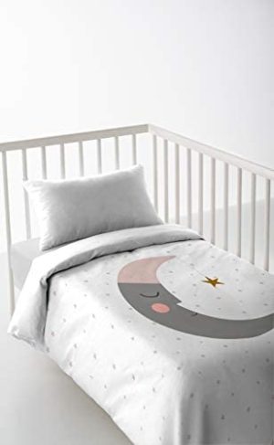 HACIENDO EL INDIO Sleeping Moon Funda Nórdica, Algodón, Blanco, Cuna (60x120)
