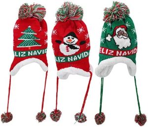 HOSIS Gorro de Navidad, Gorro de Papá Noel, Niñas Cómodas para Bebés de Invierno para Niños Pequeños(Conjunto de Gorros navideños)
