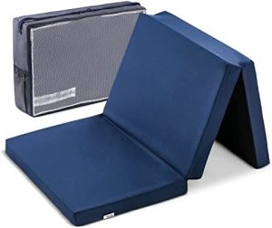 Hauck Colchon Cuna de Viaje Plegable 120 x 60 cm, Colchoneta Espuma 6 cm de Grosor, Plegable en 3 Partes, Colchón Parque Cuna, Compacto, Bolsa de Transporte Incluida, Azul Navy