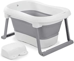 Hauck Wash N Fold L, Bañera Plegable Bebé con Banqueta, Bañera Portátil Bebé para Recién Nacidos hasta 18 kg, Tapón Térmico, 80 x 56 x 44 cm