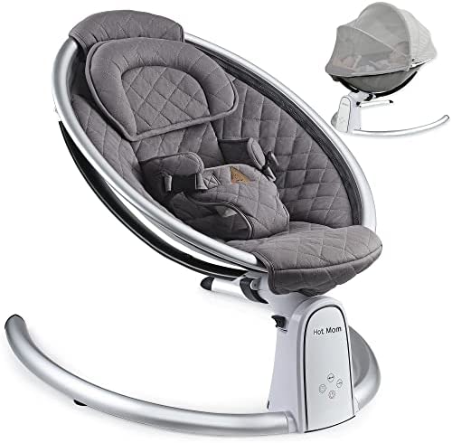 Hot Mom NUEVA sillas mecedoras bebé,Hamaca eléctrica con Bluetooth,ajuste  del ángulo del asiento columpio bebe,Gris - La Tienda de los Bebés 👶