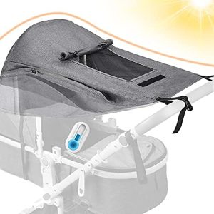 Impermeable Funda para Cochecito de Bebé, Toldo Universal para Cochecito Ajustable con Protección Solar UV 50+, Gris