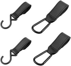 JPGhaha Ganchos para Bolsas de Pañales 4 Piezas Ganchos Universal Carro de la Compra Ganchos de Cuero para Cambiar Pañales y Bolsa de Compras