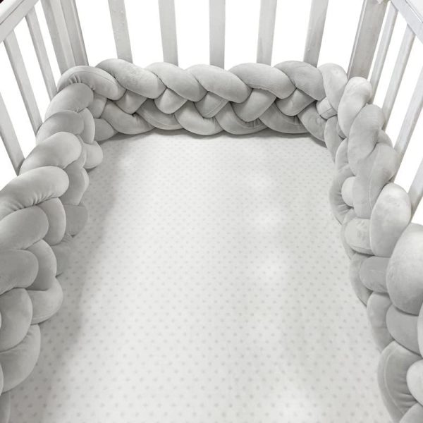 JULENO Chichoneras Cuna Tejida Almohada Cojines Infantiles Decoracion Habitacion Infantil (Grey 1m)