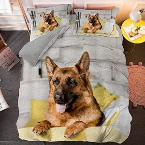 Juego de Cama para Perros y Mascotas, Funda nórdica de Animales de Pastor alemán, Ropa de Cama, Funda de Almohada, edredón, Fundas para edredón, tamaño Queen King 200 * 200 CM D