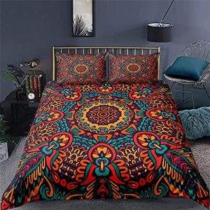 Juego de Ropa de Cama Funda nórdica Mandala con Funda de Almohada 2/3 Piezas Funda de edredón con Estampado Bohemio de Lujo para Adultos, niños, Reina, Rey, tamaño 220X240cm 3