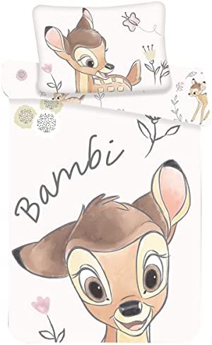 Juego de ropa de cama para bebé (100 x 135 cm y 40 x 60 cm), con diseño de Bambi