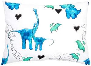 JumpOff Jo - Almohada infantil para niños, no necesita almohada, funda 100% algodón, hipoalergénica, lavable a máquina - 14"x19", dinosaurio