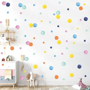 KAIRNE 246 Piezas Pegatina de Pared Punto,Acuarela Círculo Pegatina Pared,Adhesivos Pared Colores Punto,Círculo Pegatina de Pared Redonda Pared habitación infantil/bebé Dormitorio de Niña Decoración