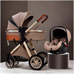 KITCISSL 3 in 1 Silla Bebe Coche Bebe, Cochecito Bebe Plegable Ligero Carro Bebe 2 Piezas Silla de Paseo 25 Kg con Tapa de Lluvia del Cochecito, Cochecito de Cochecito (Color : Khaki)