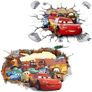 Kibi 2PCS Pegatinas Decorativas Pared Cars 3d Disney Para Sala De Niños Sala De Estar Dormitorio Bebe Decoración Del Hogar Pegatinas De Pared Niño Adhesivos Pared Decorativos Cars Extraíble