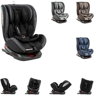 KikkaBoo Silla de Coche Isofix ARMADILLO, Grupo 0+/1/2/3, 0-36 kg, Giratoria 360º, Top Tether, Negro