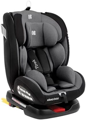 KikkaBoo Silla de Coche Isofix TTREK, Grupo 0+/1/2/3, 0-36 kg, Giratoria 360º, Top Tether, Side Protect SPS, Gris Oscuro