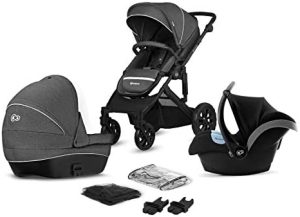 Kinderkraft Carrito Bebé 3 en 1 PRIME LITE, Silla de Paseo, Silla Coche, Negro