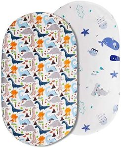 LEADSTAR Sábana Minicuna, 2pz Bebé Sábanas Bajeras, 100% Protector Colchon Ajustable para Colchón Capazo Cochecito de Bebé para Niños y Niñas, Sábana Minicuna de Algodón Moisés Cuna Capazo, 80x46x7cm
