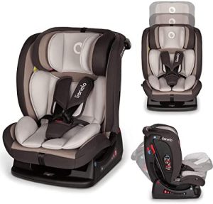 LIONELO Aart Silla de coche de 0-36 kg, Grupo 0/1/2/3, ECE R44/04, cinturones de seguridad de 5 puntos, montaje en sentido contrario a la marcha, ajuste de reposacabezas y de inclinación (Beige)