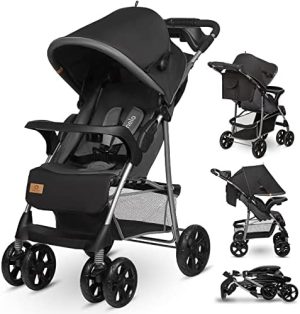 LIONELO Emma Plus Silla de paseo hasta 15 kg 6-36M Respaldo ajustable Cinturón de seguridad de 5 puntos Capucha profunda Organizador para padres Stone.