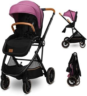 LIONELO Riya silla de paseo desde 15 kg asiento orientado en el sentido de la marcha o a contramarcha capota XXL con material protector solar ruedas PU grandes (Rosa)