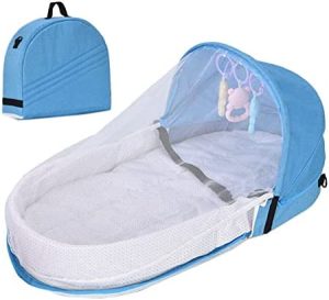 LSGGTIM Cuna para Recién Nacido Cuna Plegable Cuna de Viaje Plegable para Bebé Bolsa de Almacenamiento de Juguetes para Cuna Cuna Portátil con Mosquitera para Niños Pequeños Recién Nacidos