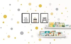 Little Deco Adhesivo decorativo para pared, diseño de lunares, color amarillo y gris