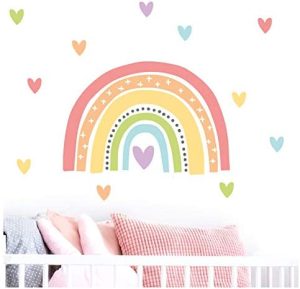 Little Deco DL506 Adhesivo decorativo para pared, diseño de arcoíris con corazones, 113 x 81 cm (ancho x alto), decoración de habitación infantil, niñas y bebés