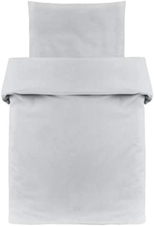 Makian - Funda Nórdica 80x80 cm y Funda Almohada 35x40 cm - Ropa de Cama para Minicuna y Moisés, 100% algodón, Certificado ÖkoTex- Gris